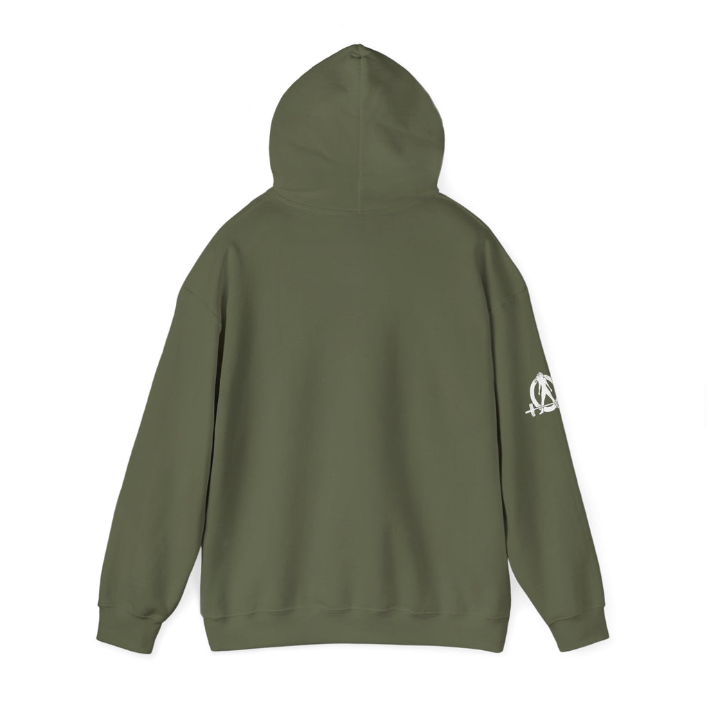 Coffee & Barbells - Unisex Heavy Blend Hooded Sweatshirt - White Logo on Front & Right Sleeve