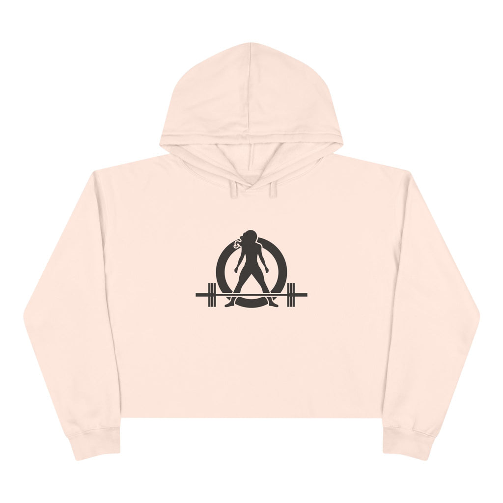 Empowered Crop Hoodie – For Strong Women Who Lift - Black Classic Logo