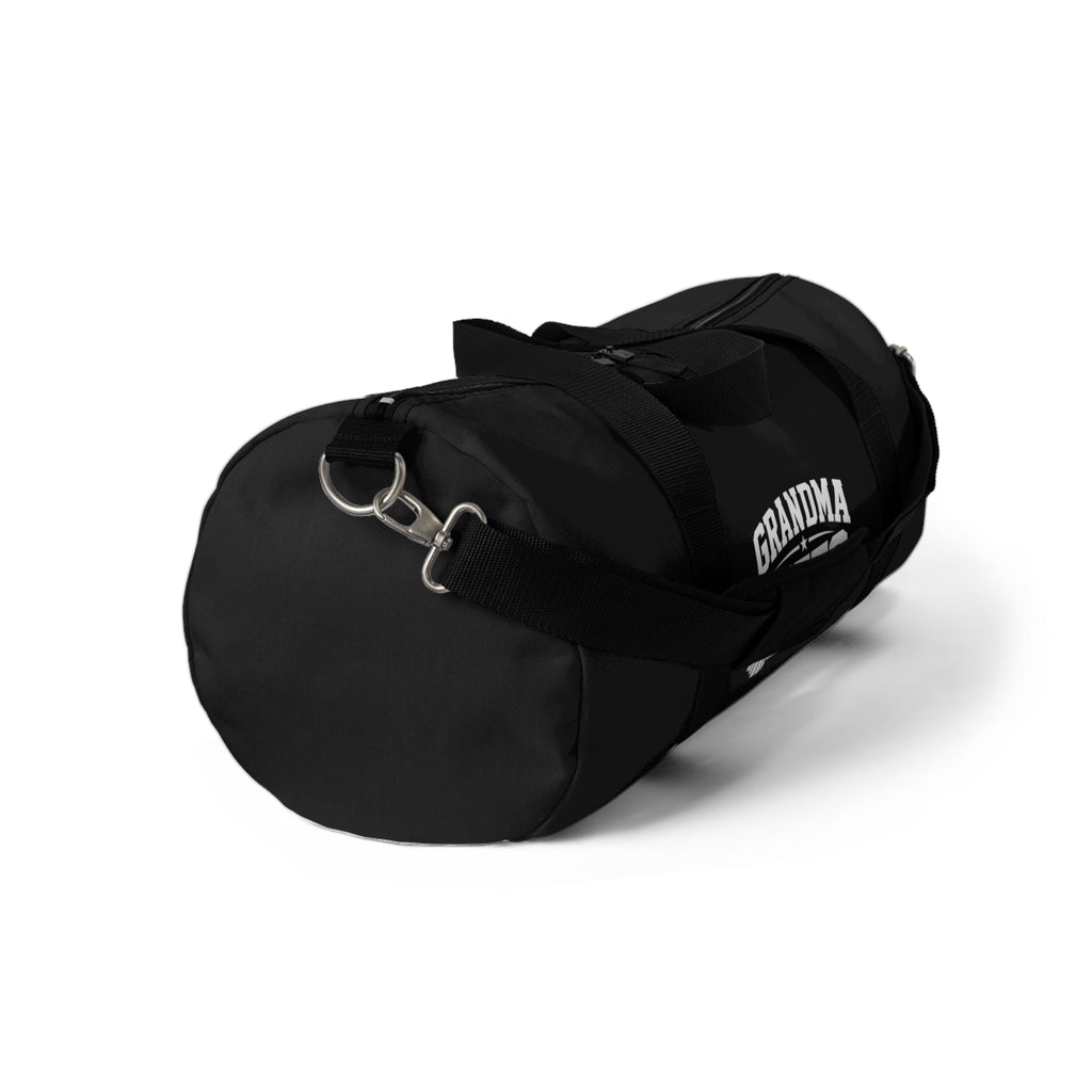 Grandma Lifts Gym Duffel Bag — Black & White Logo