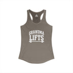 Grandma Lifts - Women's Ideal Racerback Tank - Black Logo Front Plain Back