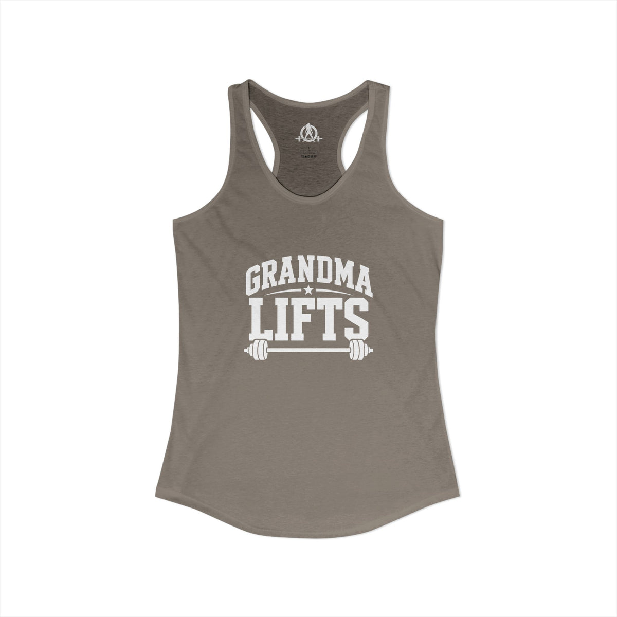 Grandma Lifts - Women's Ideal Racerback Tank - Black Logo Front Plain Back