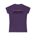 Good Girls Tone, Bad Girls Deadlift - Distressed Dark Logo - Women's Softstyle Tee