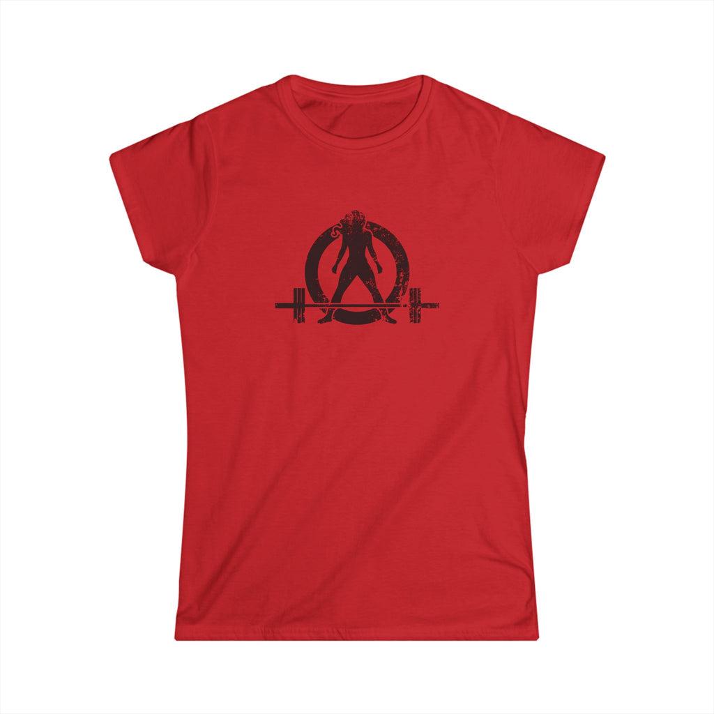 Strong Is Beautiful - Women's Softstyle Tee - Black Distressed Logo Front & Back