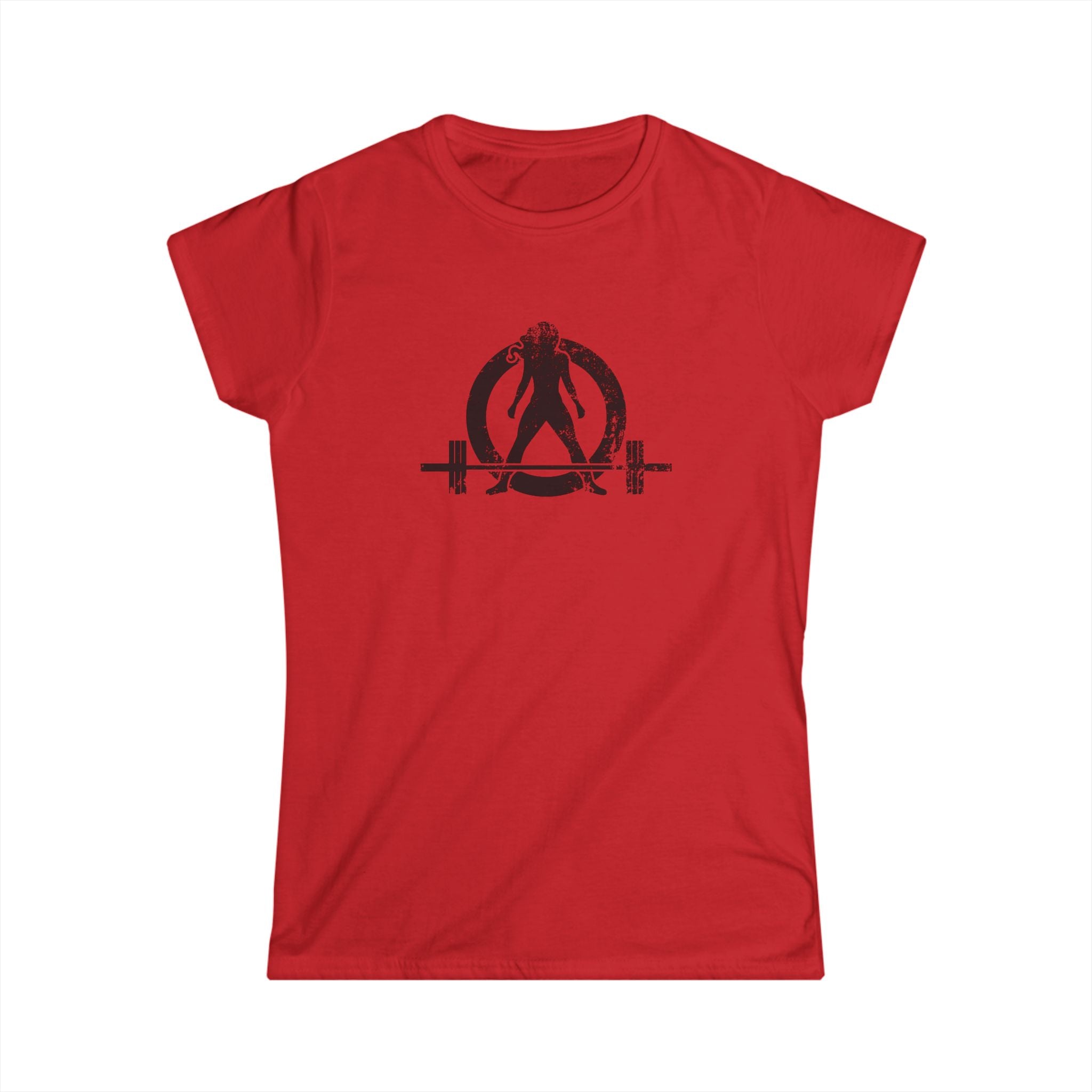 Strong Is Beautiful - Women's Softstyle Tee - Black Distressed Logo Front & Back