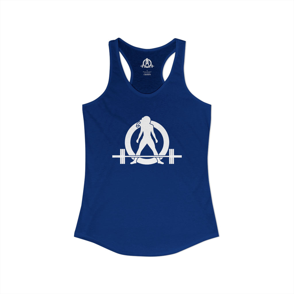 Grandma Lifts - Women's Ideal Racerback Tank - White Logo Front & Back