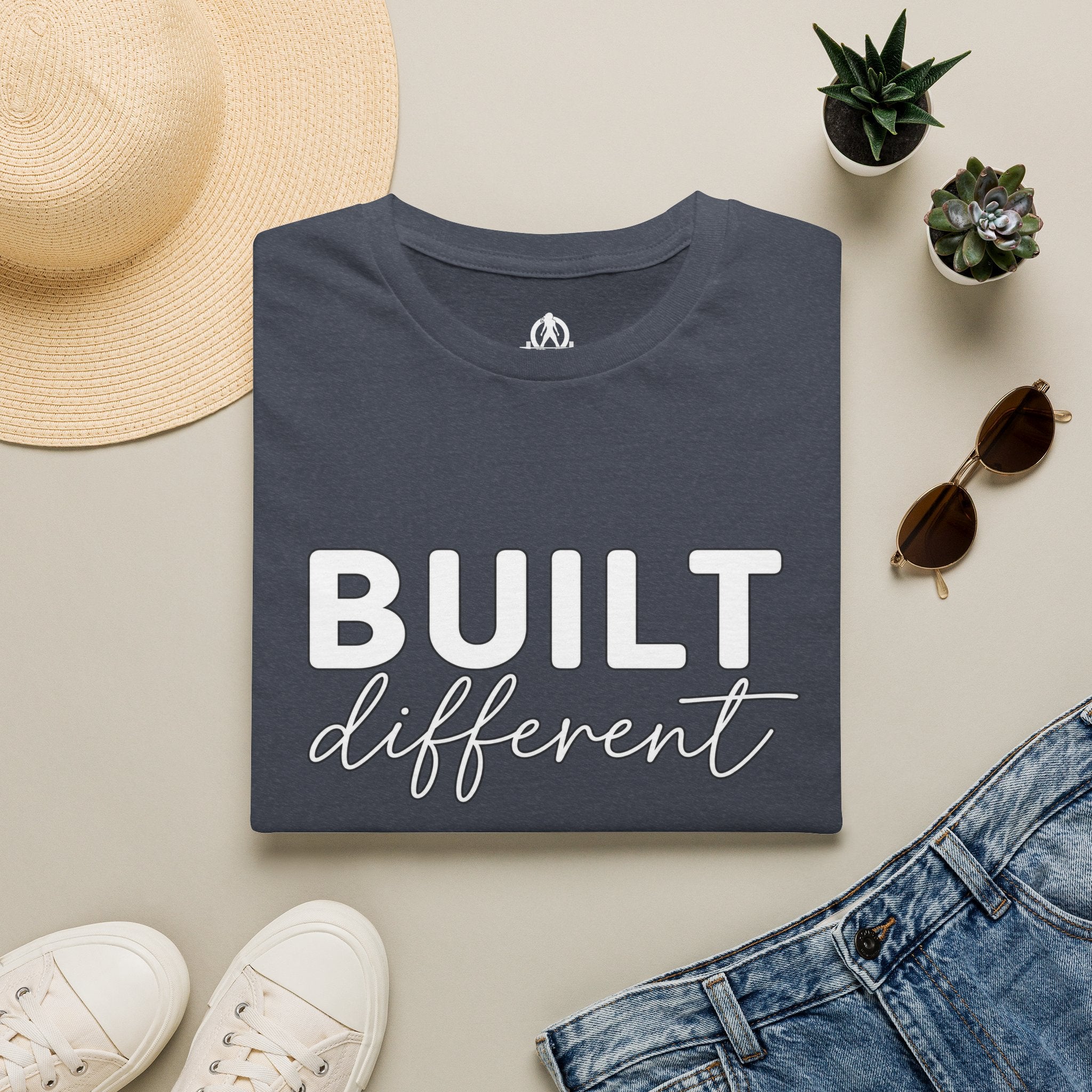 Built Different Unisex Softstyle T-Shirt — Front White Logo