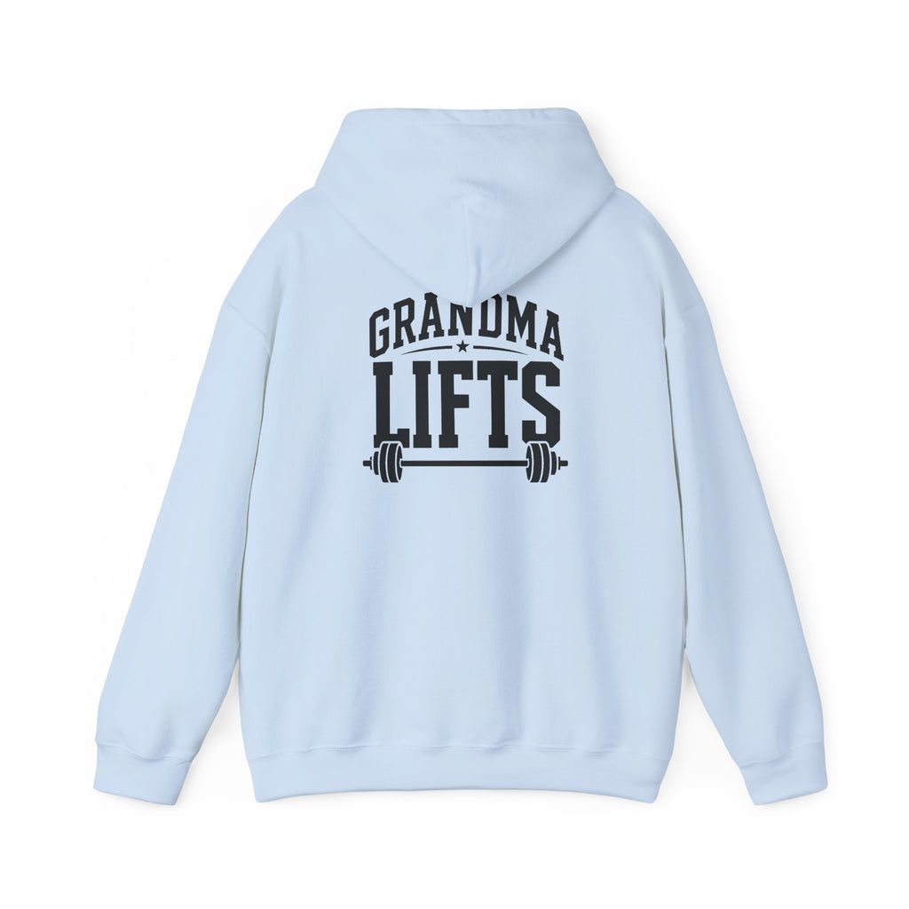 Grandma Lifts - Unisex Heavy Blend™ Hooded Sweatshirt - White Logo Front & Back