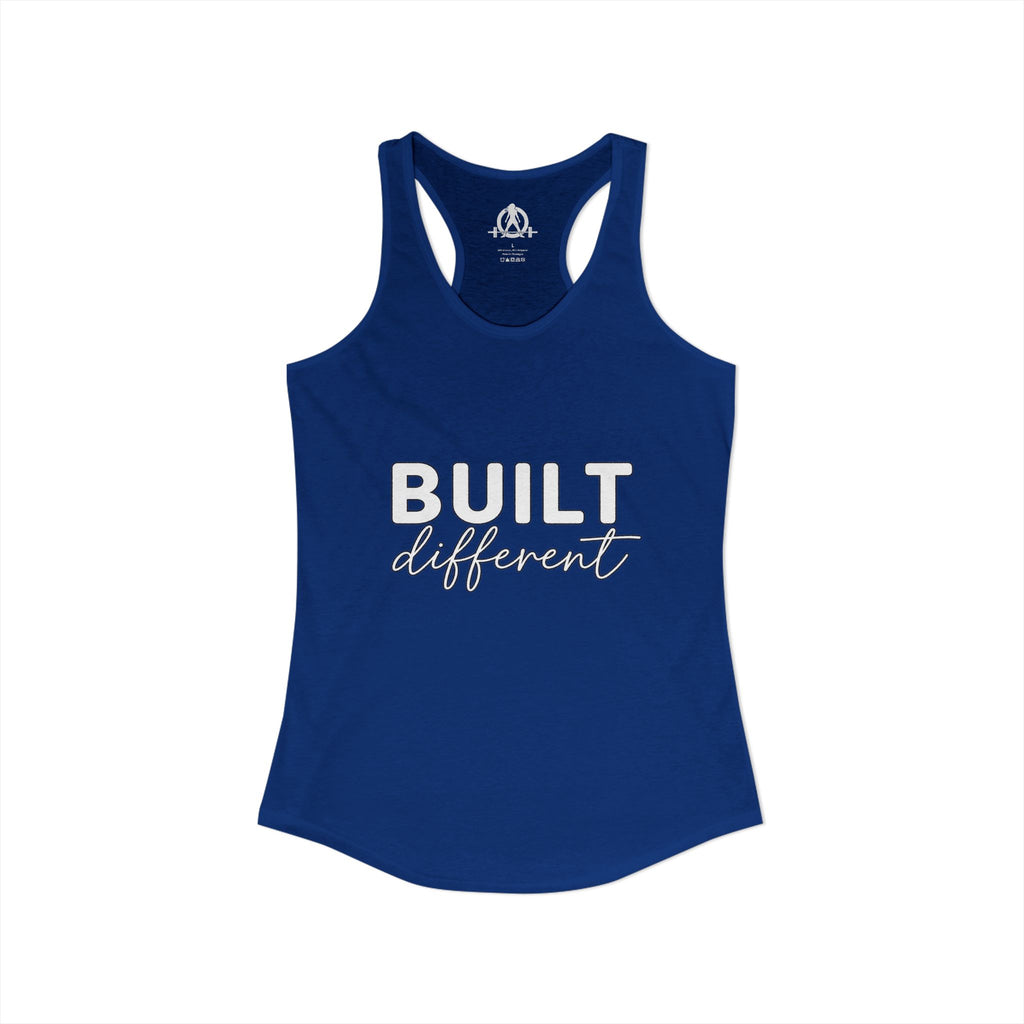Built Different - Women's Ideal Racerback Tank - White Logo