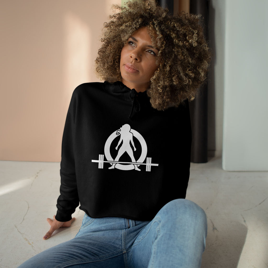 Empowered Crop Hoodie – For Strong Women Who Lift - White Classic Logo