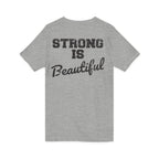 Strong Is Beautiful - Distressed Black Logo - Unisex Jersey Short Sleeve V-Neck Tee