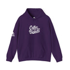 Coffee & Barbells - Unisex Heavy Blend Hooded Sweatshirt - White Logo on Front & Right Sleeve