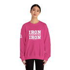 Iron Sharpens Iron - Unisex Heavy Blend™ Crewneck Sweatshirt - Front White Logo - Plain Back