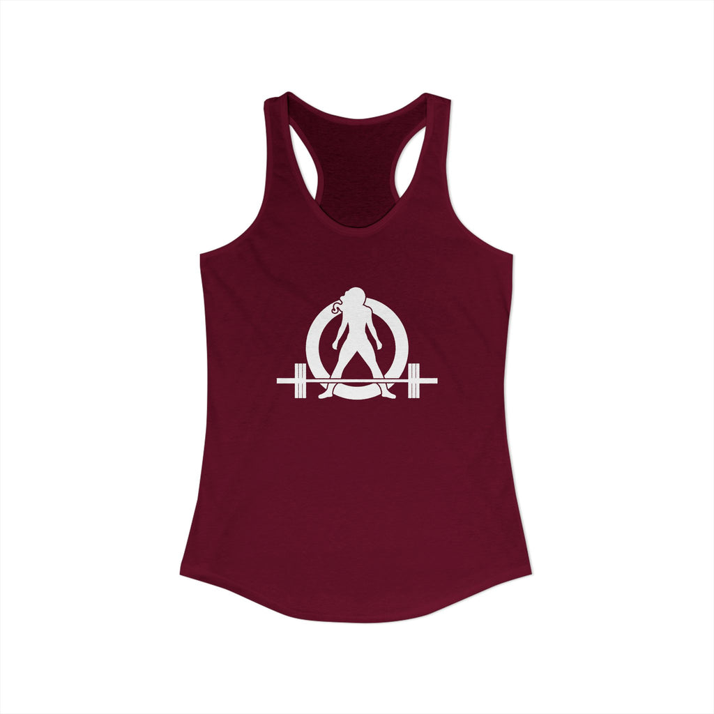 25 + 25 = 70 Women's Ideal Racerback Tank - White Print Front & Back