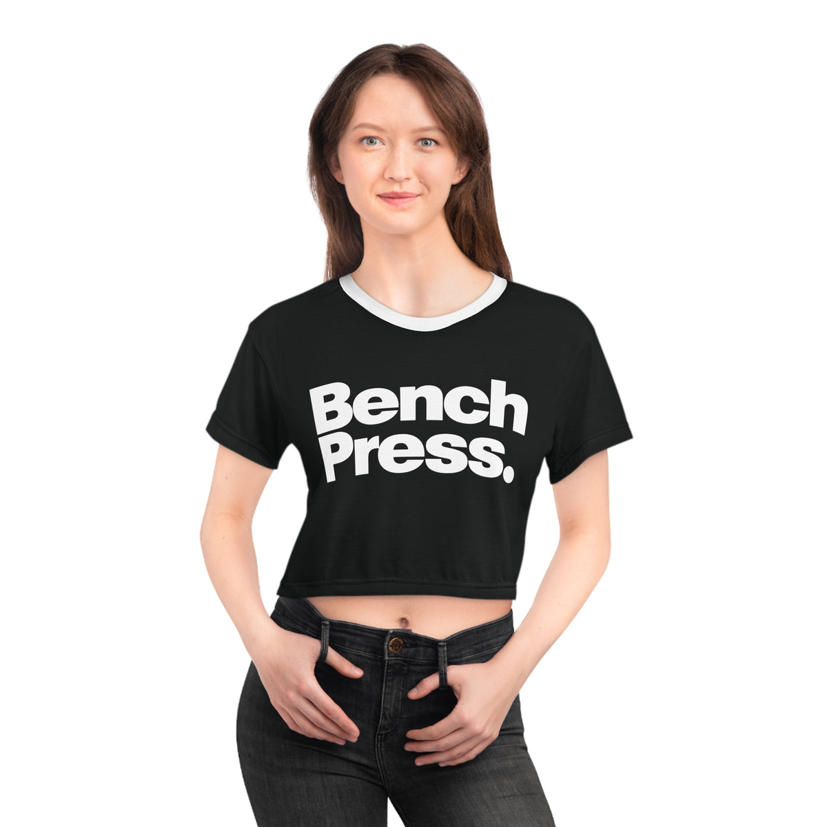 Bench Press. - Crop Tee AOP