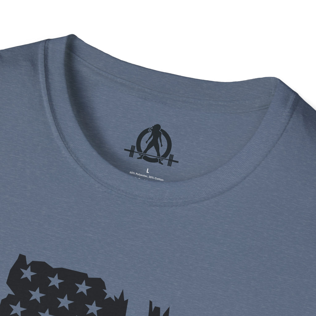 USA Barbell  - Unisex Softstyle T-Shirt - Black Logo - Plain Back