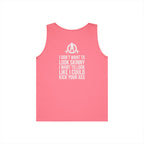 I DON’T WANT TO LOOK SKINNY I WANT TO LOOK LIKE I CAN KICK YOUR ASS – WWLW White Logo Unisex Heavy Cotton Tank Top