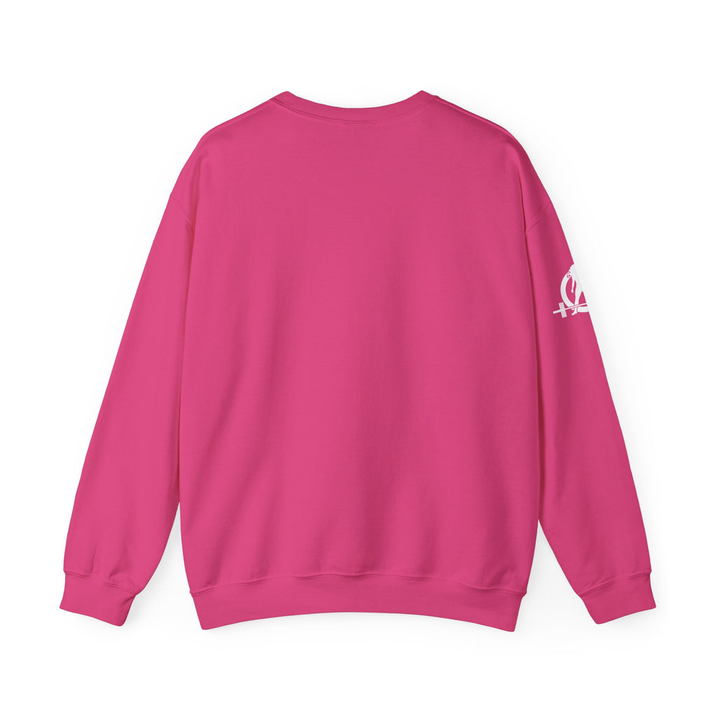 Iron Sharpens Iron - Unisex Heavy Blend™ Crewneck Sweatshirt - Front White Logo - Plain Back