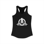 Lift Heavy - Run Fast - Racer Back Tank Top - Women's Ideal Racerback Tank (White Front & Back Logo)