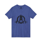 Strong Is Beautiful - Distressed Black Logo - Unisex Jersey Short Sleeve V-Neck Tee
