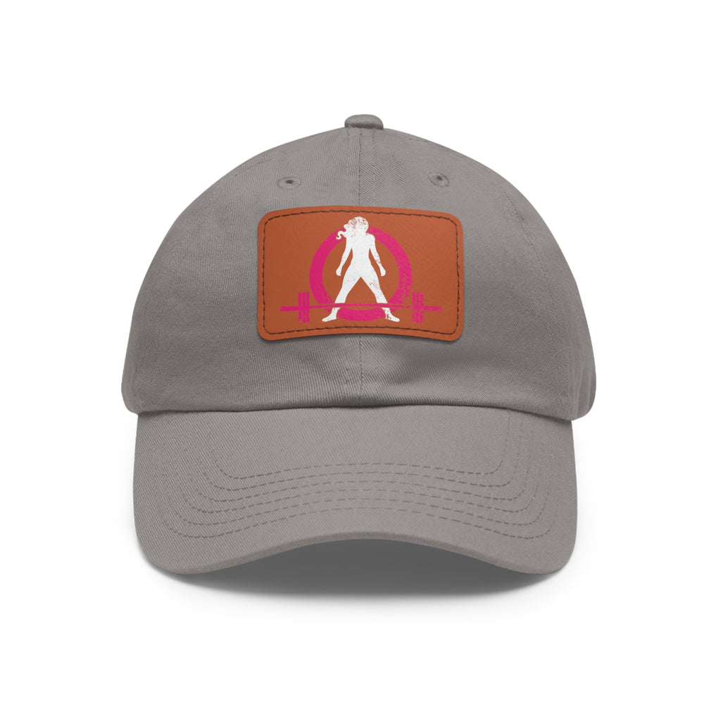 Distressed - Dad Hat with Leather Patch (Rectangle) - Color Font