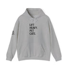 Lift Heavy Pet Cats – Unisex Heavy Blend™ Hooded Sweatshirt (Black Logo) 🏋️‍♂️🐱