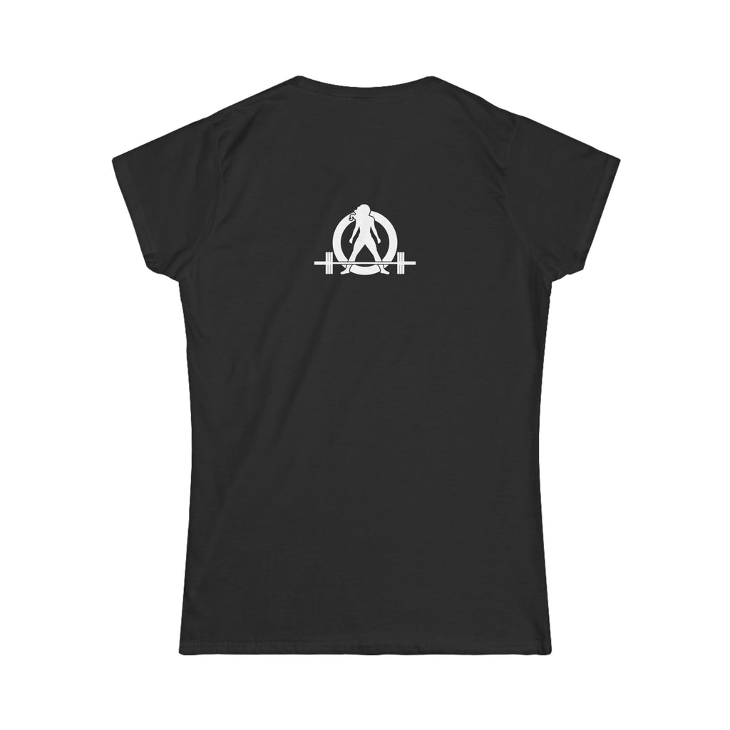 Squat Bench Deadlift Repeat - Women's Softstyle Tee -  Front & Back WWLW Logo