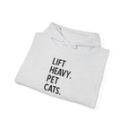 Lift Heavy Pet Cats – Unisex Heavy Blend™ Hooded Sweatshirt (Black Logo) 🏋️‍♂️🐱
