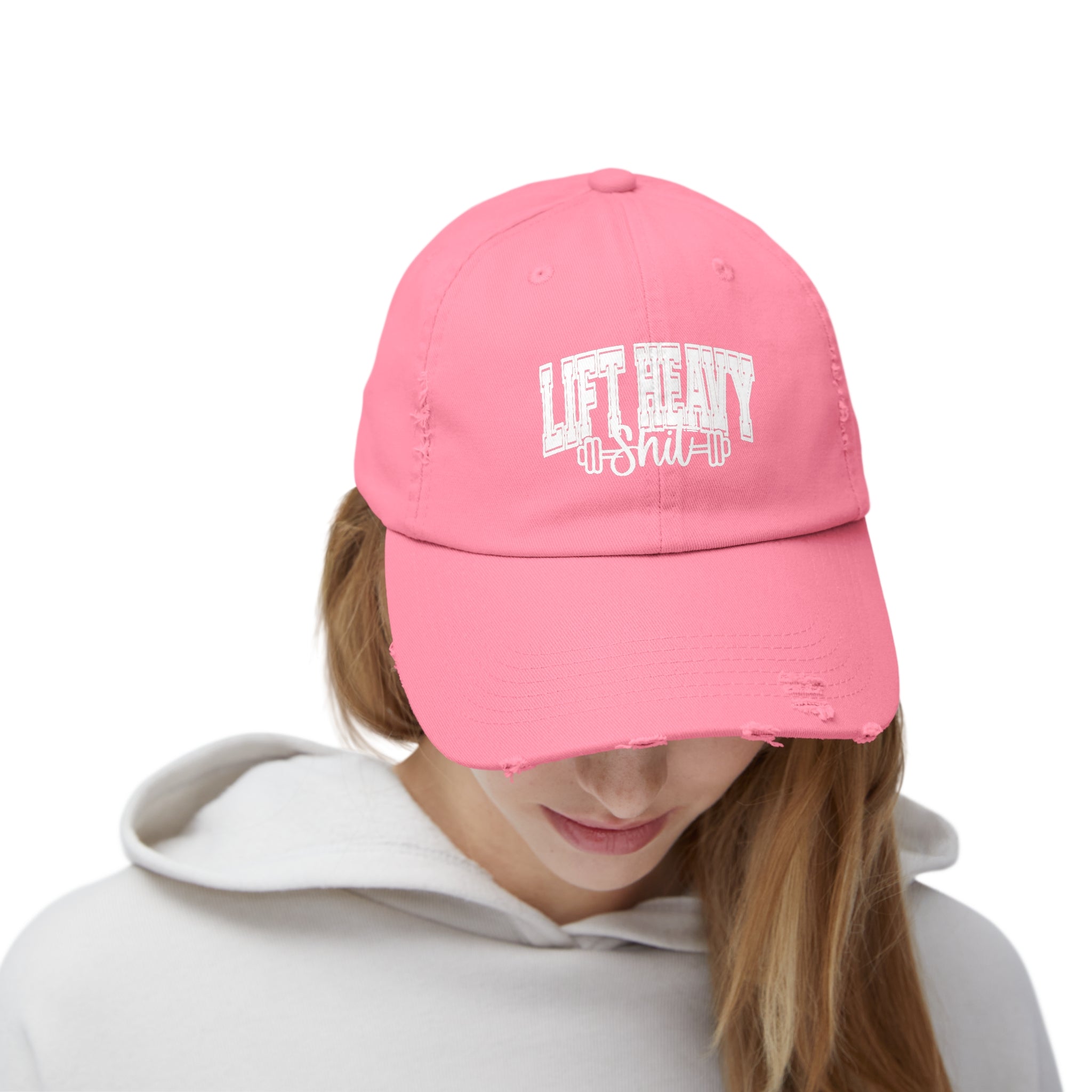 Lift Heavy Shit - Unisex Distressed Cap - White Logo