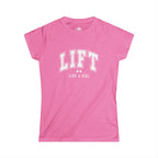 Lift Like A Girl - Women's Softstyle Tee - White Logo Main Front & Back