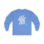 Lift Heavy Run Fast - Ultra Cotton Long Sleeve Tee - White Logo Front