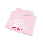 WWLW “Squat • Bench • Deadlift • Repeat” Hoodie - Front Logo & Side Arm