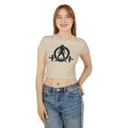Women's Baby Tee - Black Distressed Logo