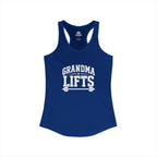 Grandma Lifts - Women's Ideal Racerback Tank - Black Logo Front Plain Back