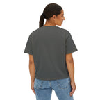 Coffee & Barbells - Women's Boxy Tee - Black Logo Front Plain Back