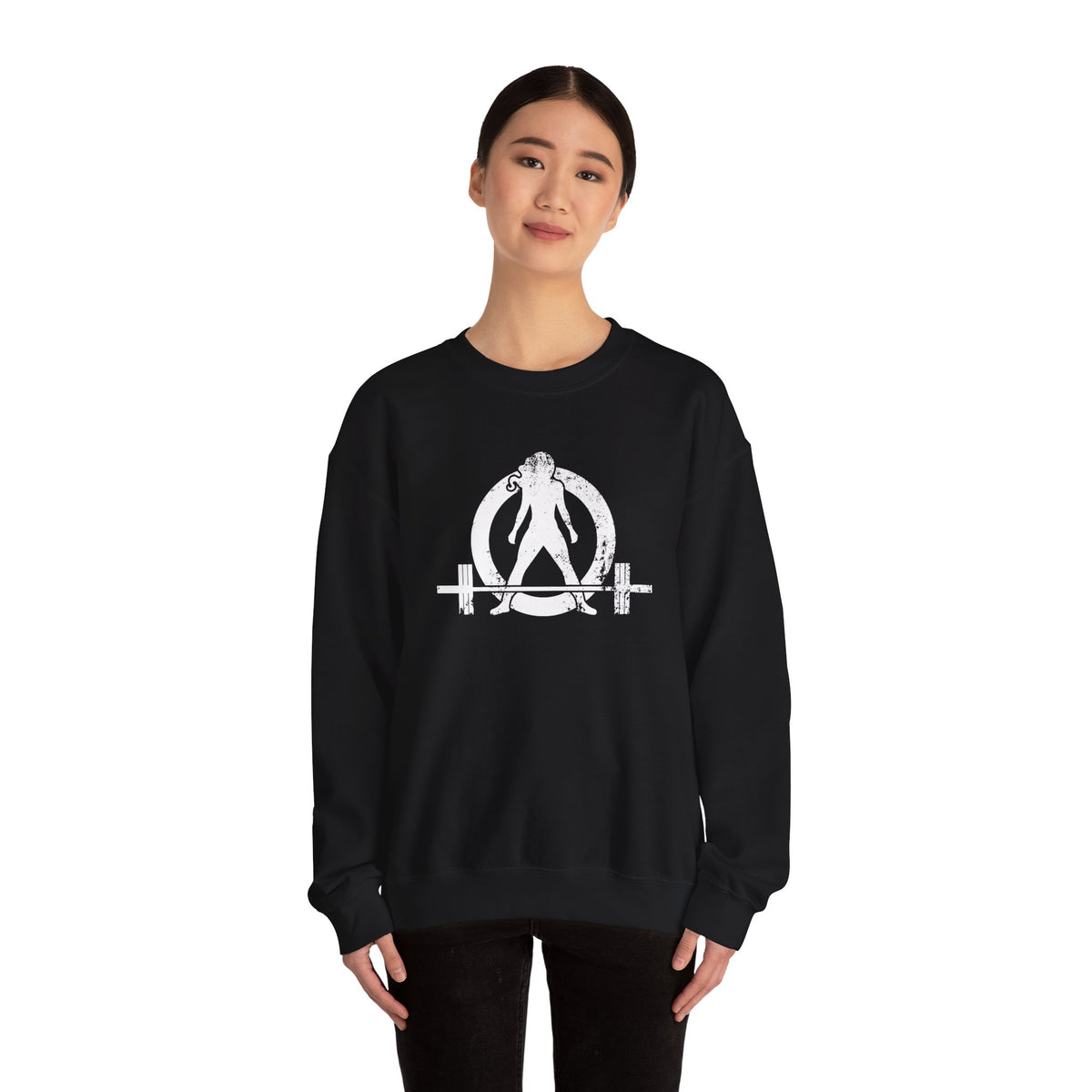 Maid of Iron - Black Crewneck Sweatshirt - WWLW Front + Maid of Iron Back