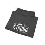 She is STRONG - Unisex Heavy Blend Hooded Sweatshirt - White Logo
