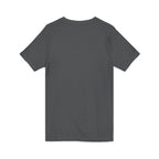 Coffee & Barbells - Unisex Jersey Short Sleeve V-Neck Tee - Black Logo Plain Back