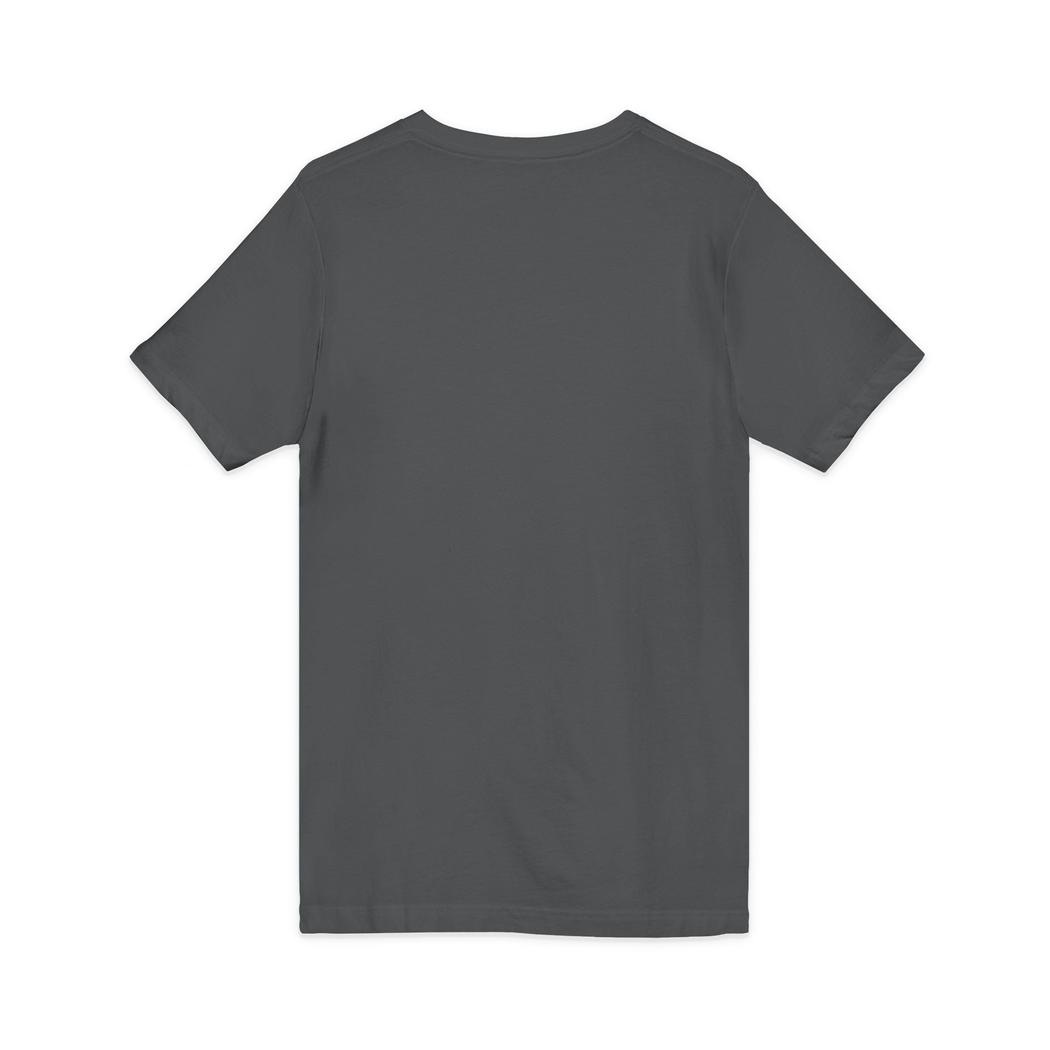 Coffee & Barbells - Unisex Jersey Short Sleeve V-Neck Tee - Black Logo Plain Back