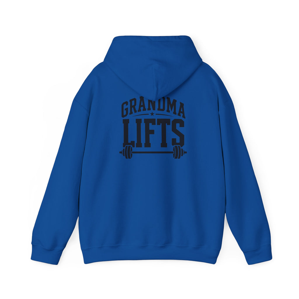 Grandma Lifts - Unisex Heavy Blend™ Hooded Sweatshirt - White Logo Front & Back