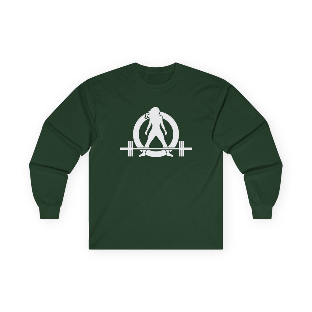 Lift Heavy Run Fast - Ultra Cotton Long Sleeve Tee - White Logo Front & Back