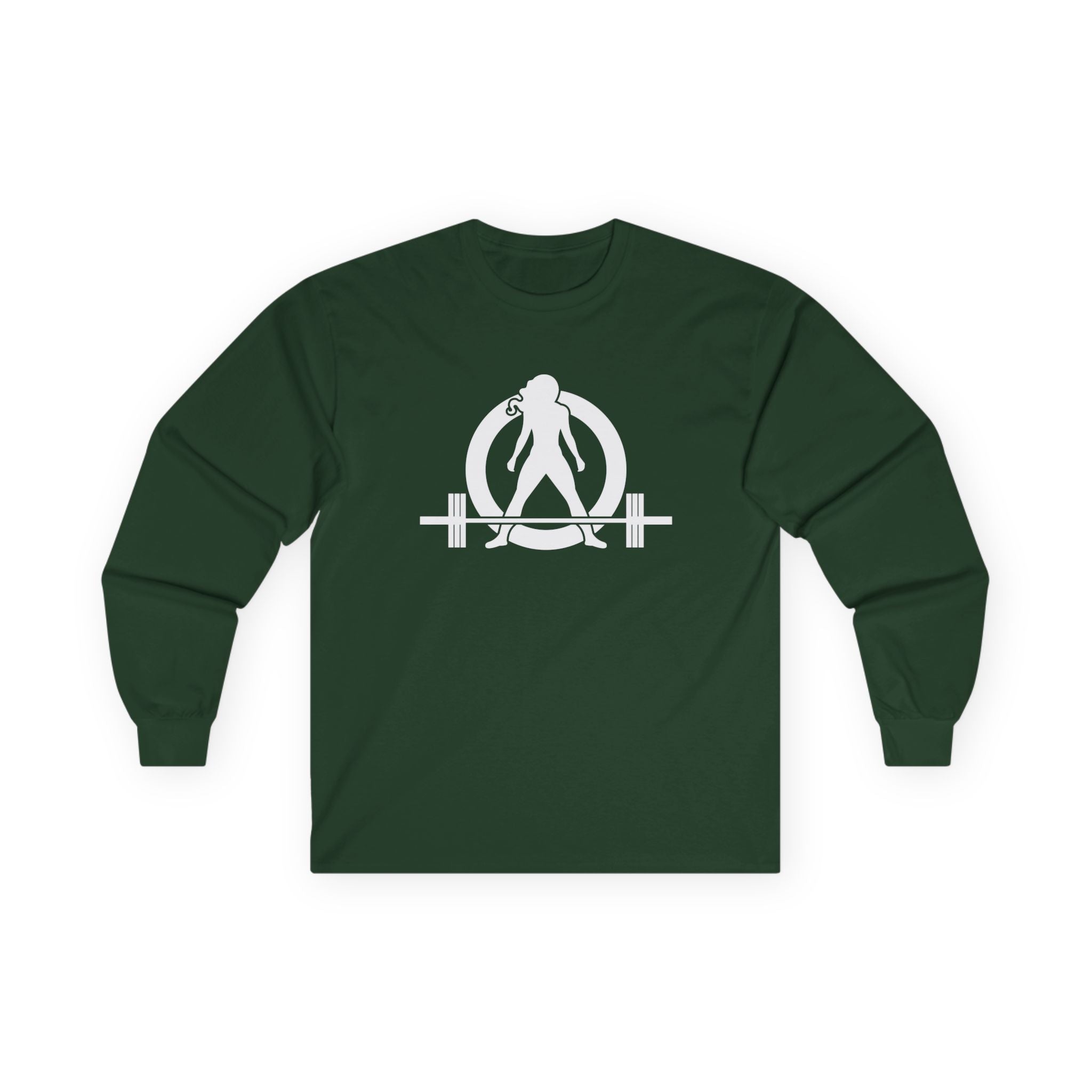 Lift Heavy Run Fast - Ultra Cotton Long Sleeve Tee - White Logo Front & Back