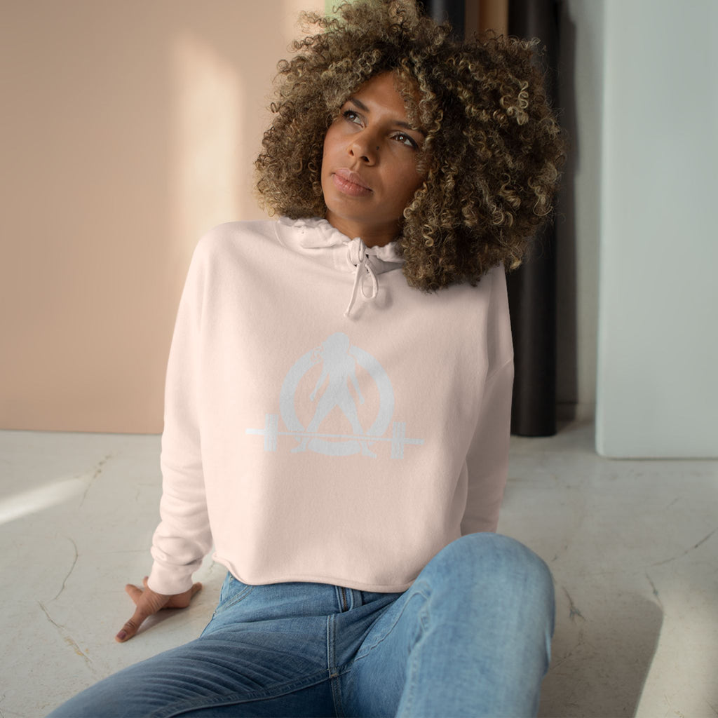 Empowered Crop Hoodie – For Strong Women Who Lift - White Classic Logo