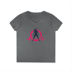 Ladies' V-Neck T-Shirt - Color Distressed Logo