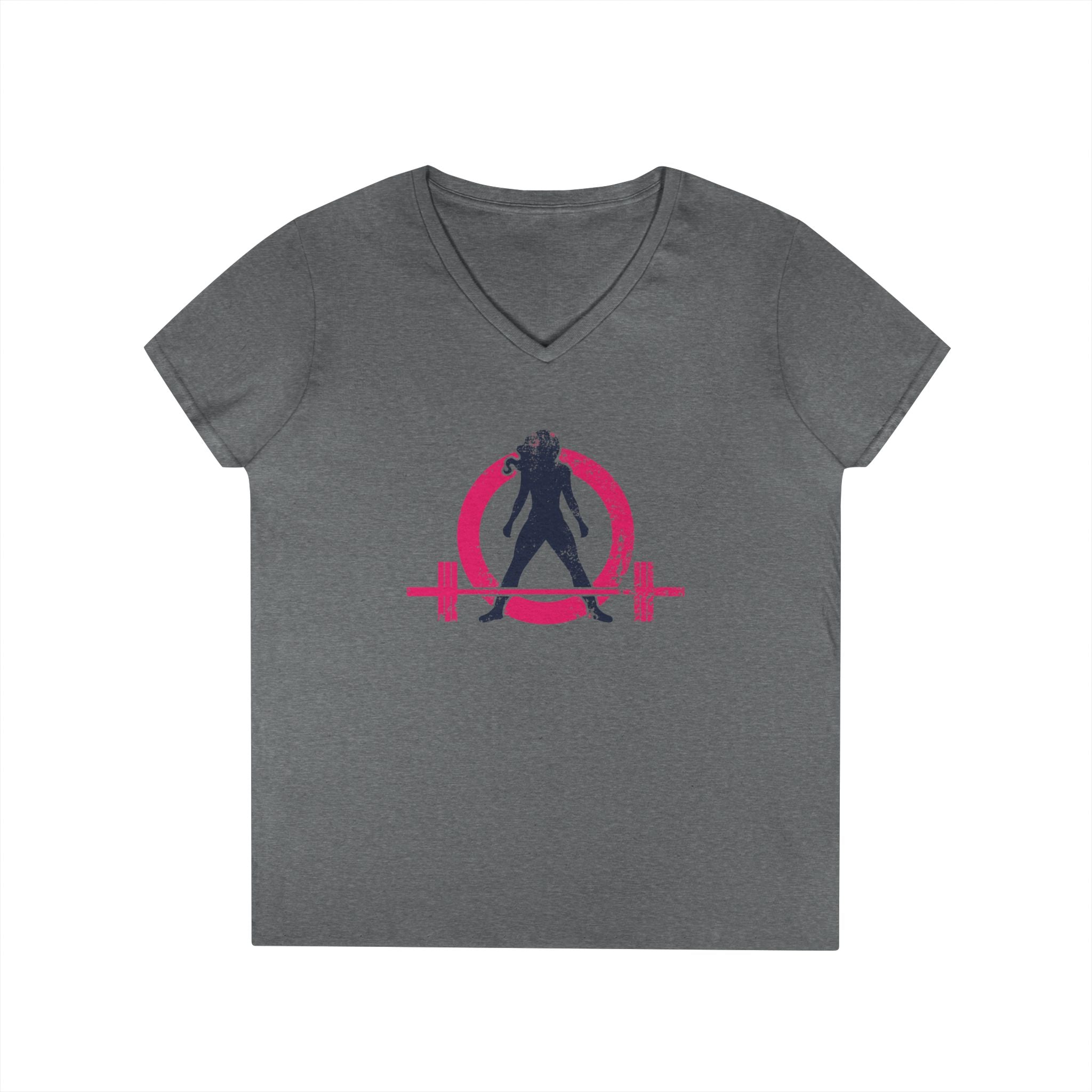 Ladies' V-Neck T-Shirt - Color Distressed Logo