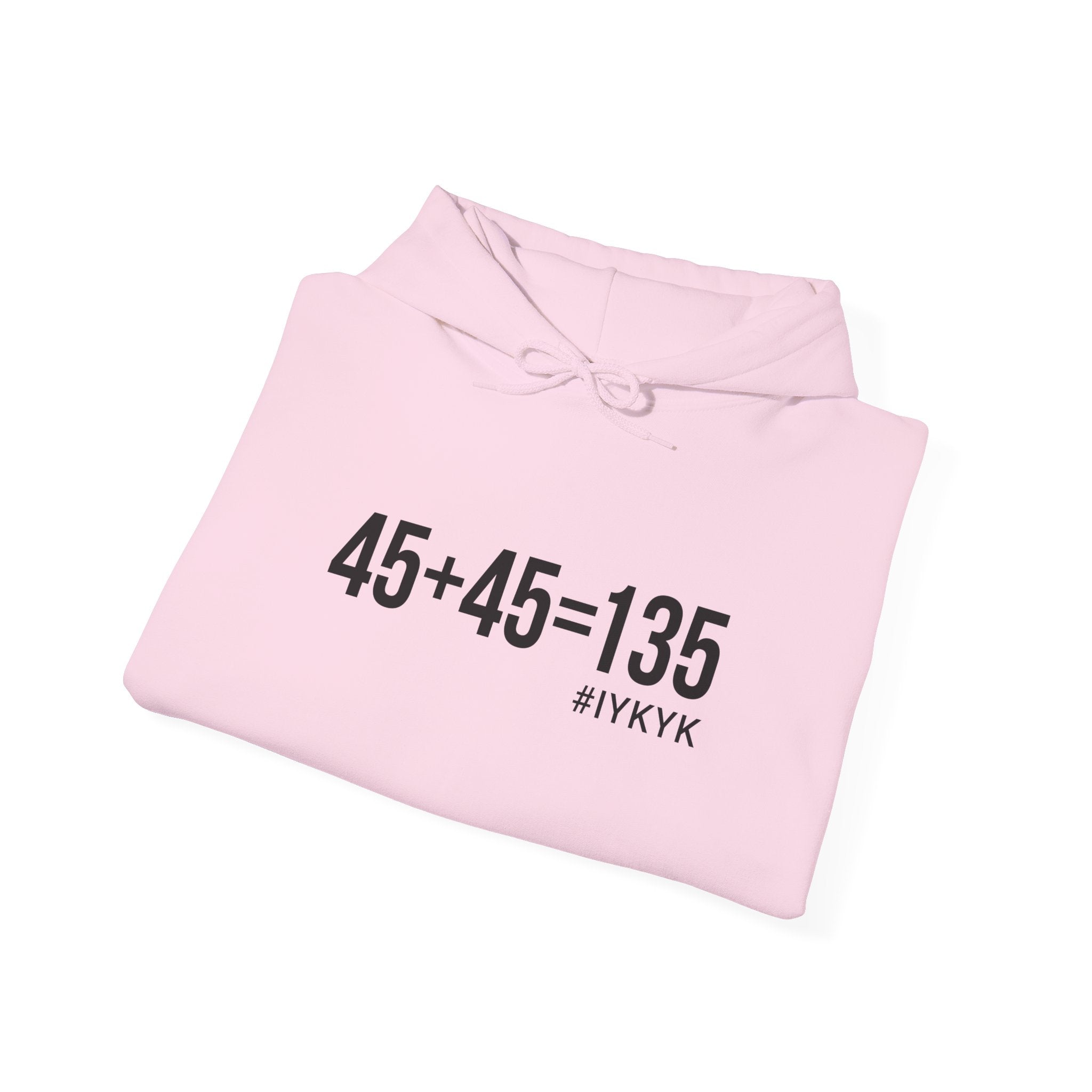 45 + 45 = 135 - Unisex Heavy Blend Hooded Sweatshirt  - Front Black & Shoulder Logo