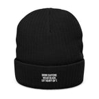 Drink Coffee, Wear Black, Lift Heavy Sh*t - Embroidered Ribbed Beanie