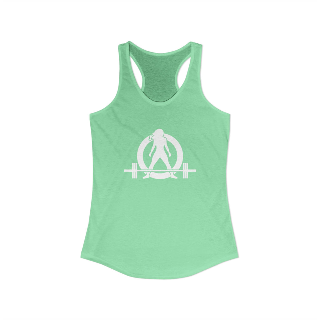 25 + 25 = 70 Women's Ideal Racerback Tank - White Print Front & Back