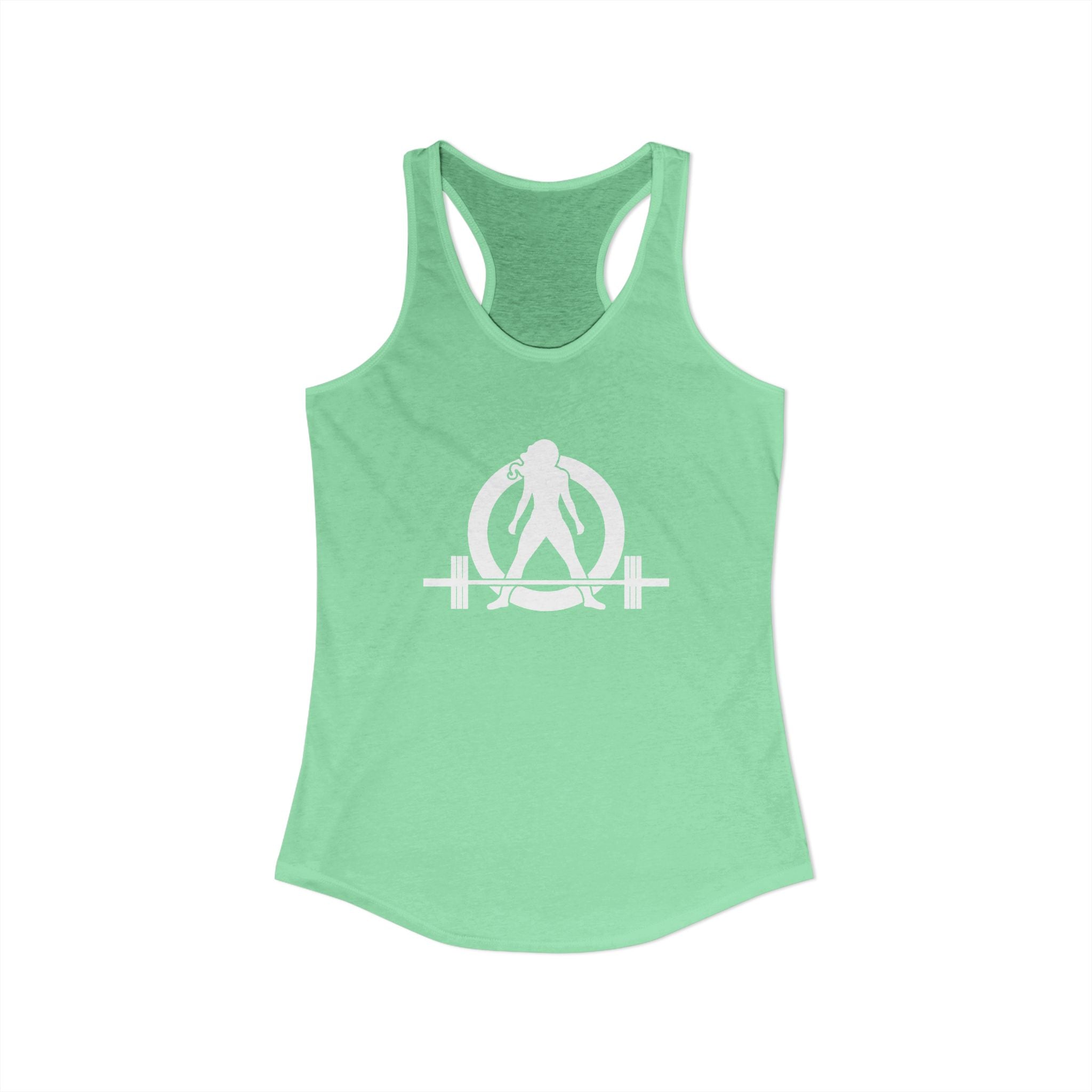 25 + 25 = 70 Women's Ideal Racerback Tank - White Print Front & Back