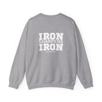 Iron Sharpens Iron - Unisex Heavy Blend™ Crewneck Sweatshirt - Front White Logo - Print on Front & Back