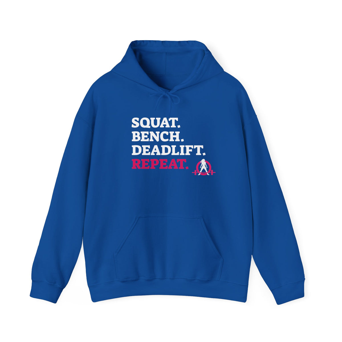 WWLW “Squat • Bench • Deadlift • Repeat” Hoodie - White Logo - Plain Back